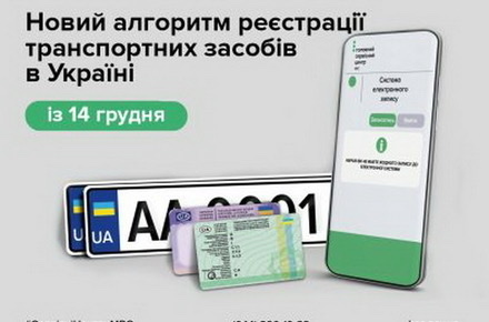 З 14 грудня у сервісних центрах МВС діє новий алгоритм реєстрації/перереєстрації транспортних засобів.