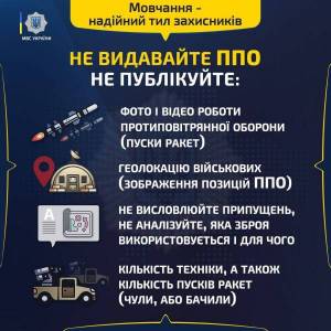 Не знімайте та не викладайте у мережу роботу засобів ППО.