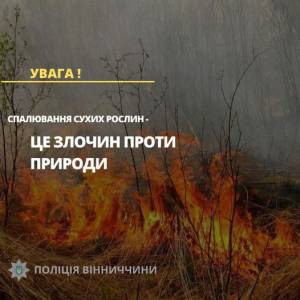 Поліцейські нагадують про заборону спалювання сухих рослин.